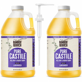 BAMBOO AND BIRCH gallon bottle front label showing product and lavender benefit