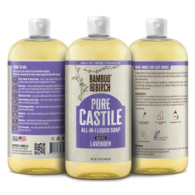 BAMBOO AND BIRCH label closeup highlighting natural ingredients and palm-free benefit