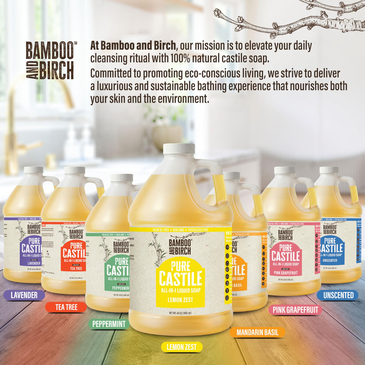 Bamboo and Birch soap used to clean kitchen surfaces offering versatile cleaning