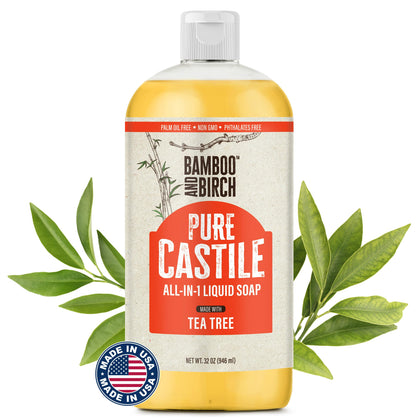 BAMBOO AND BIRCH front label showing product benefits and size