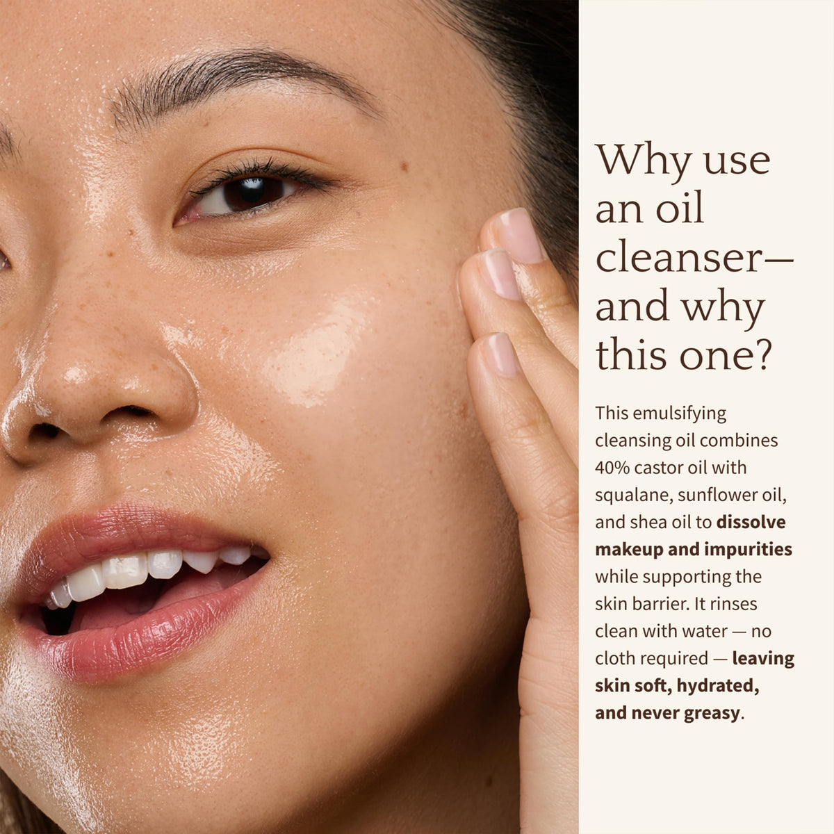 Bambu Earth close-up of oil drop texture illustrating lightweight hydrating feel