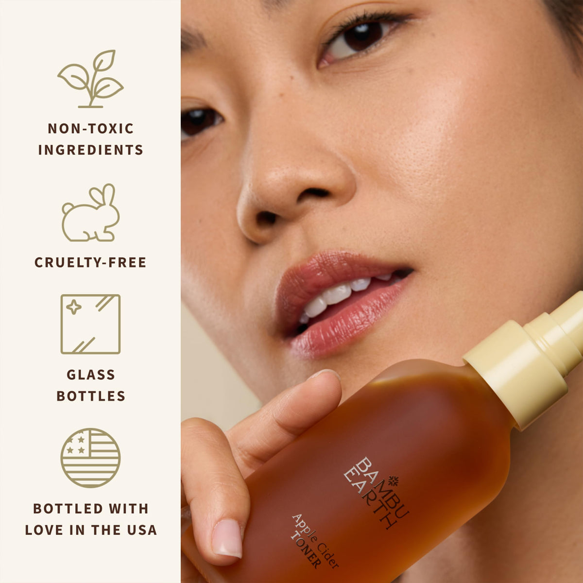 Bambu Earth toner being applied during morning routine for refreshed skin
