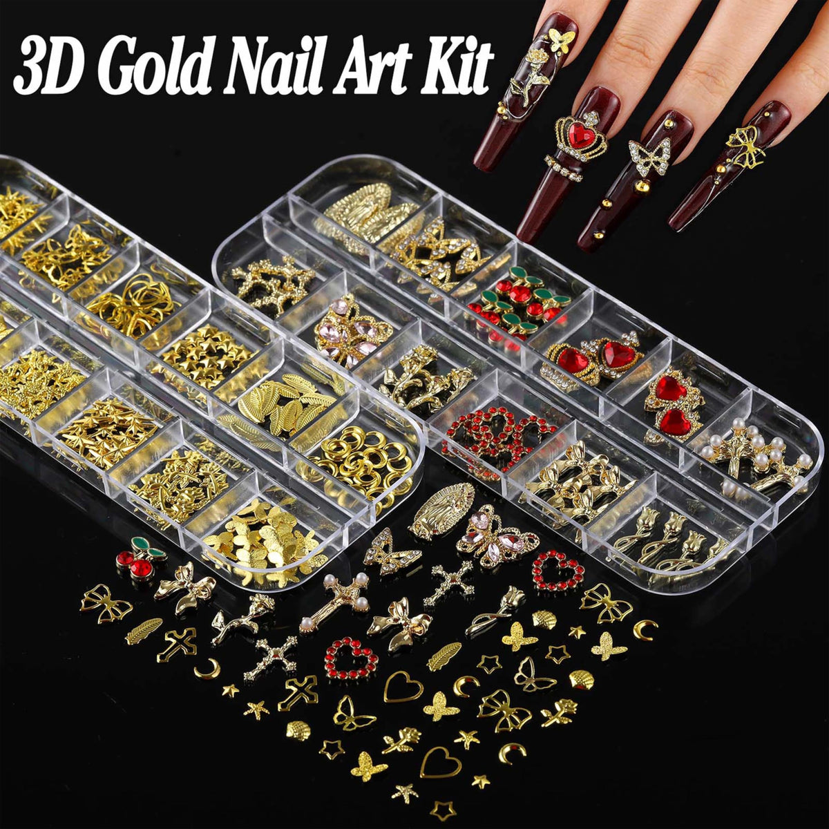 BANA ART close-up of mixed gold and silver charms highlighting detailed finishes and sparkle