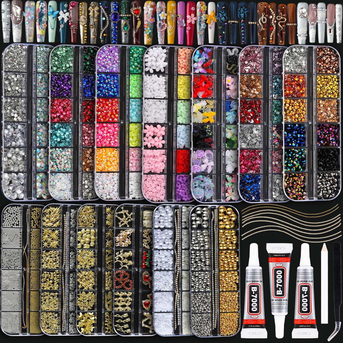 BANA ART front packaging showing all 13 organized boxes and included tools for easy startup