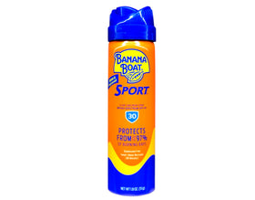 Banana Boat spray being applied from can showing easy continuous application