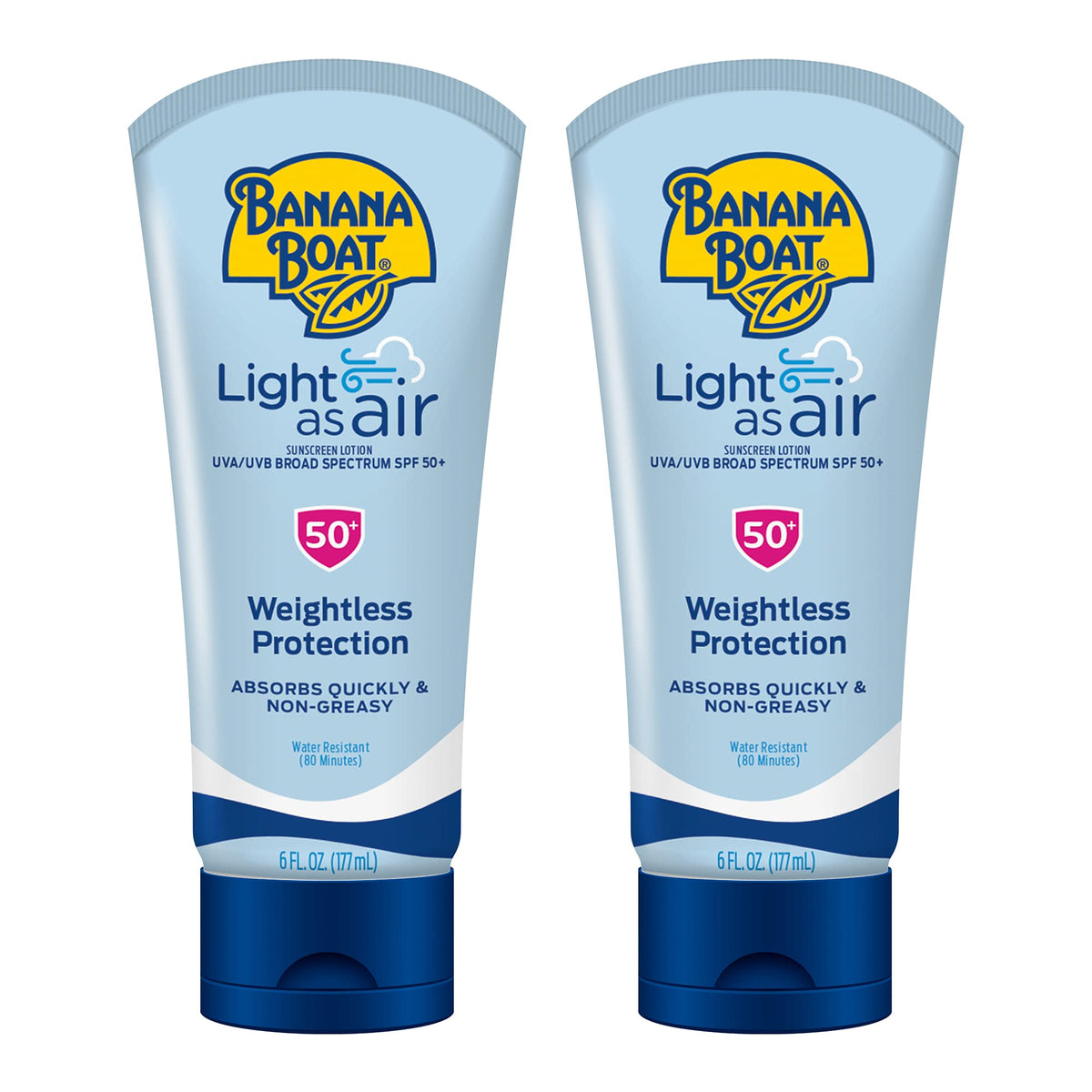 Banana Boat front packaging showing SPF 50 and lightweight benefit