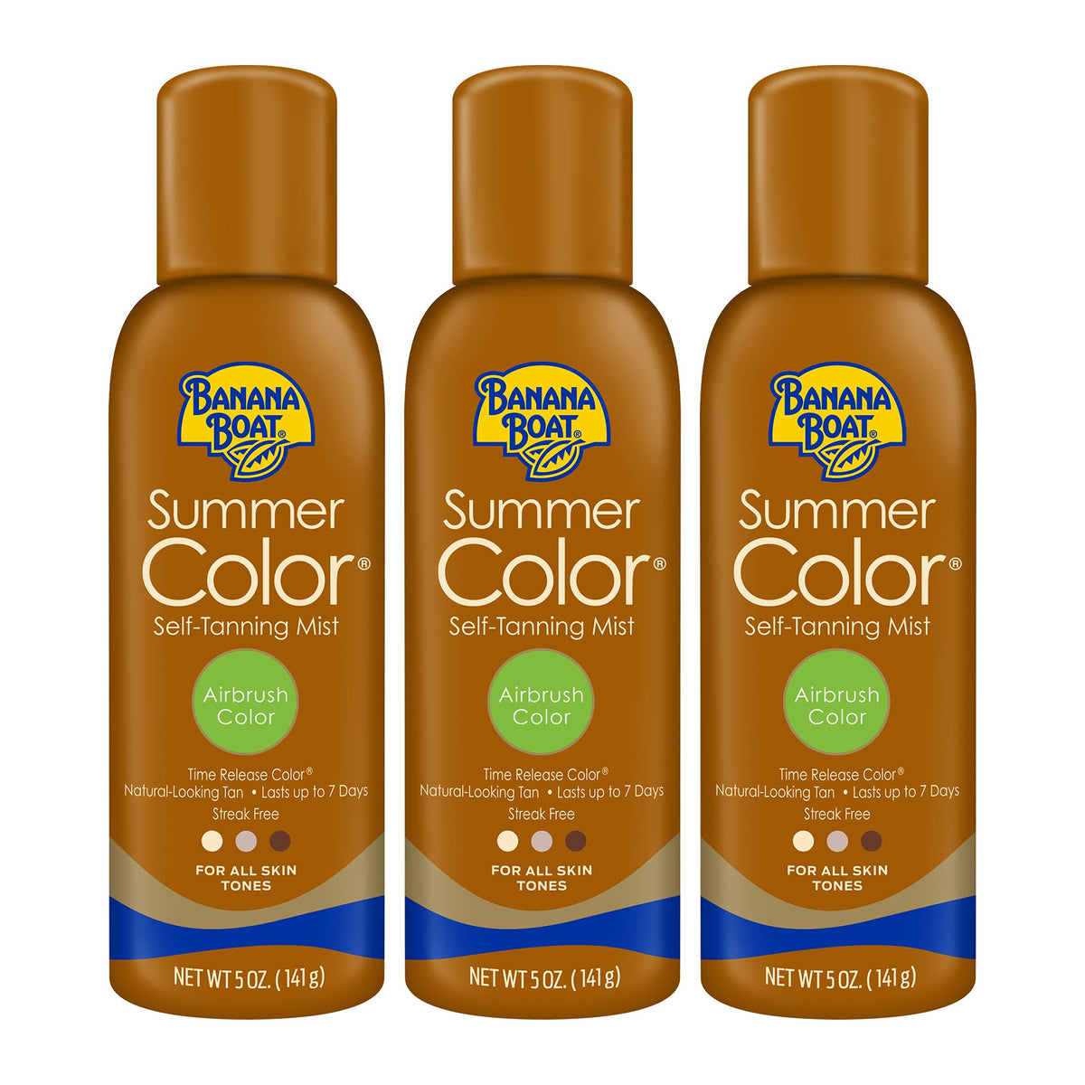 Banana Boat front packaging showing three 5-ounce cans and benefits