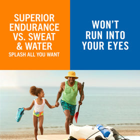 Banana Boat sport spray being applied at the beach for sun defense