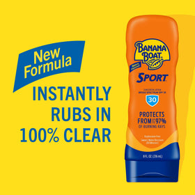 Banana Boat texture close-up showing lightweight lotion that absorbs fast