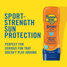 Banana Boat sunscreen tucked in beach bag for convenient on-the-go use