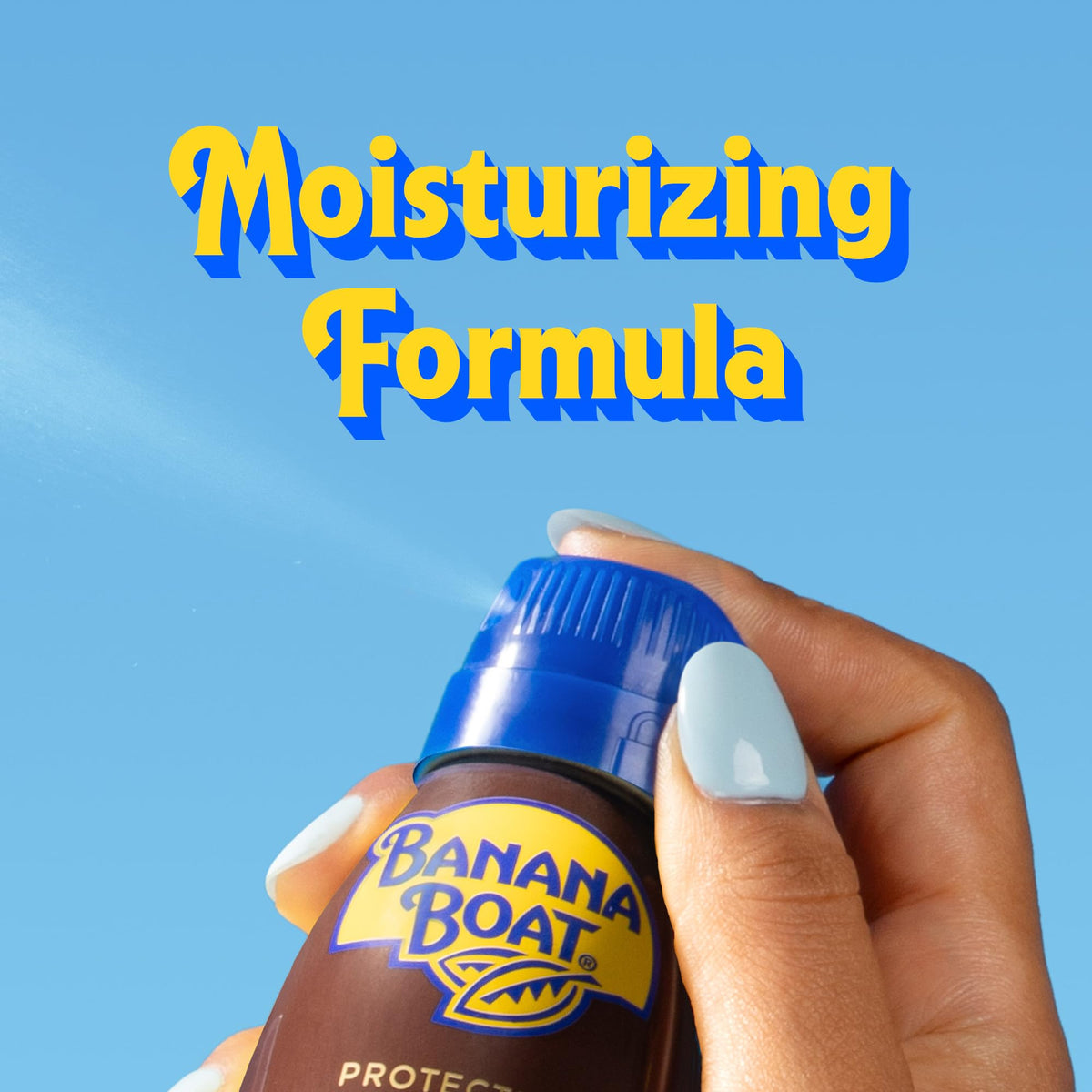 Banana Boat UltraMist nozzle close-up demonstrating even spray coverage