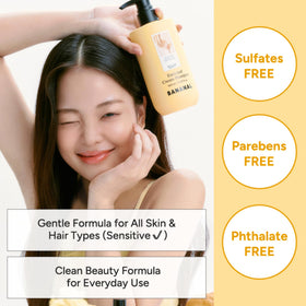 BANANAL shampoo lathering in shower demonstrating gentle cleansing benefit