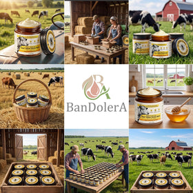 BanDolerA raw honey and beeswax close-up showing natural ingredients