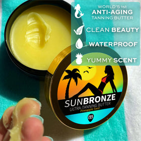 Bangberry applied on arm in sunlight showing faster tan development benefit