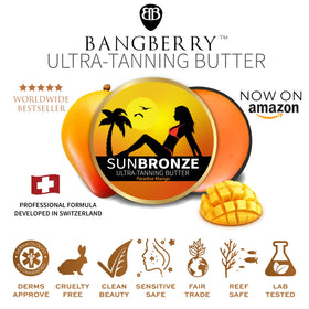 Bangberry before and after skin appearance showing improved bronze tone