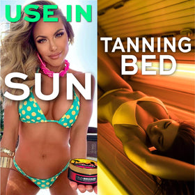 Bangberry label close-up showing ingredients for gentle tanning