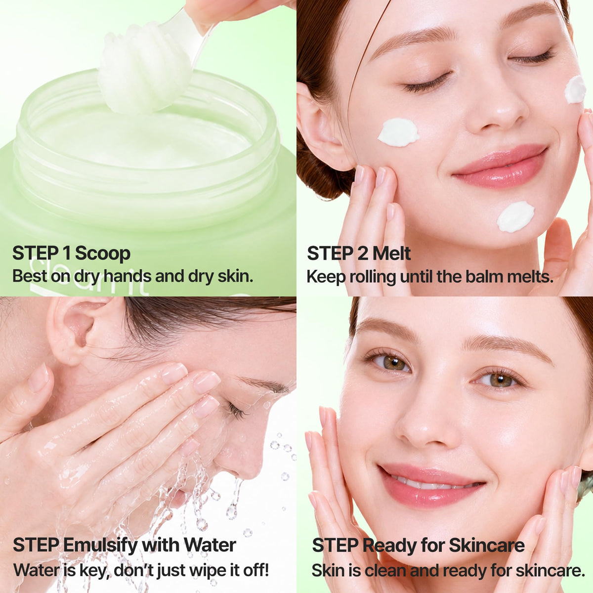 BANILA CO balm melting on fingertip to dissolve makeup quickly and easily