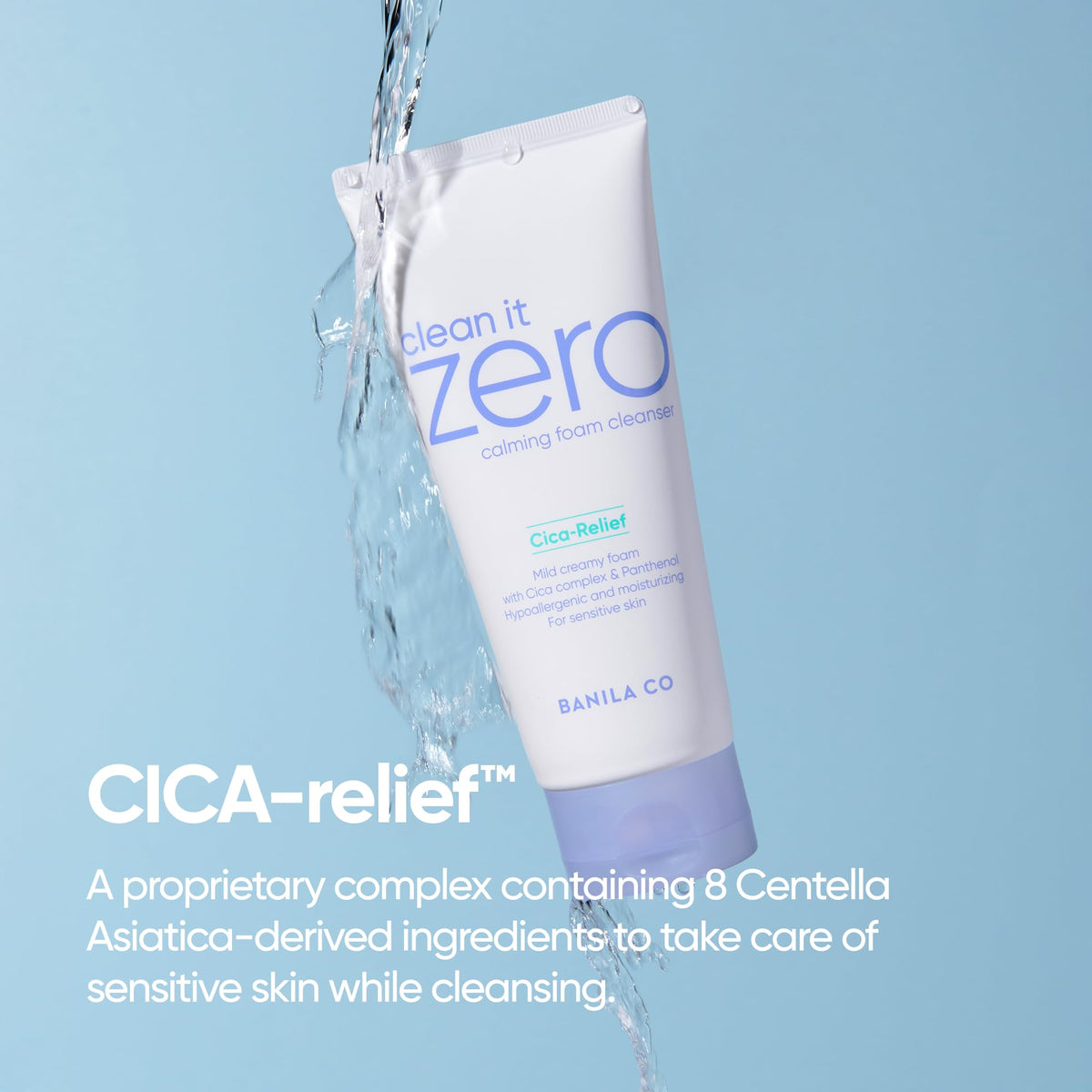 BANILA CO label detail highlighting ingredients and hypoallergenic benefits