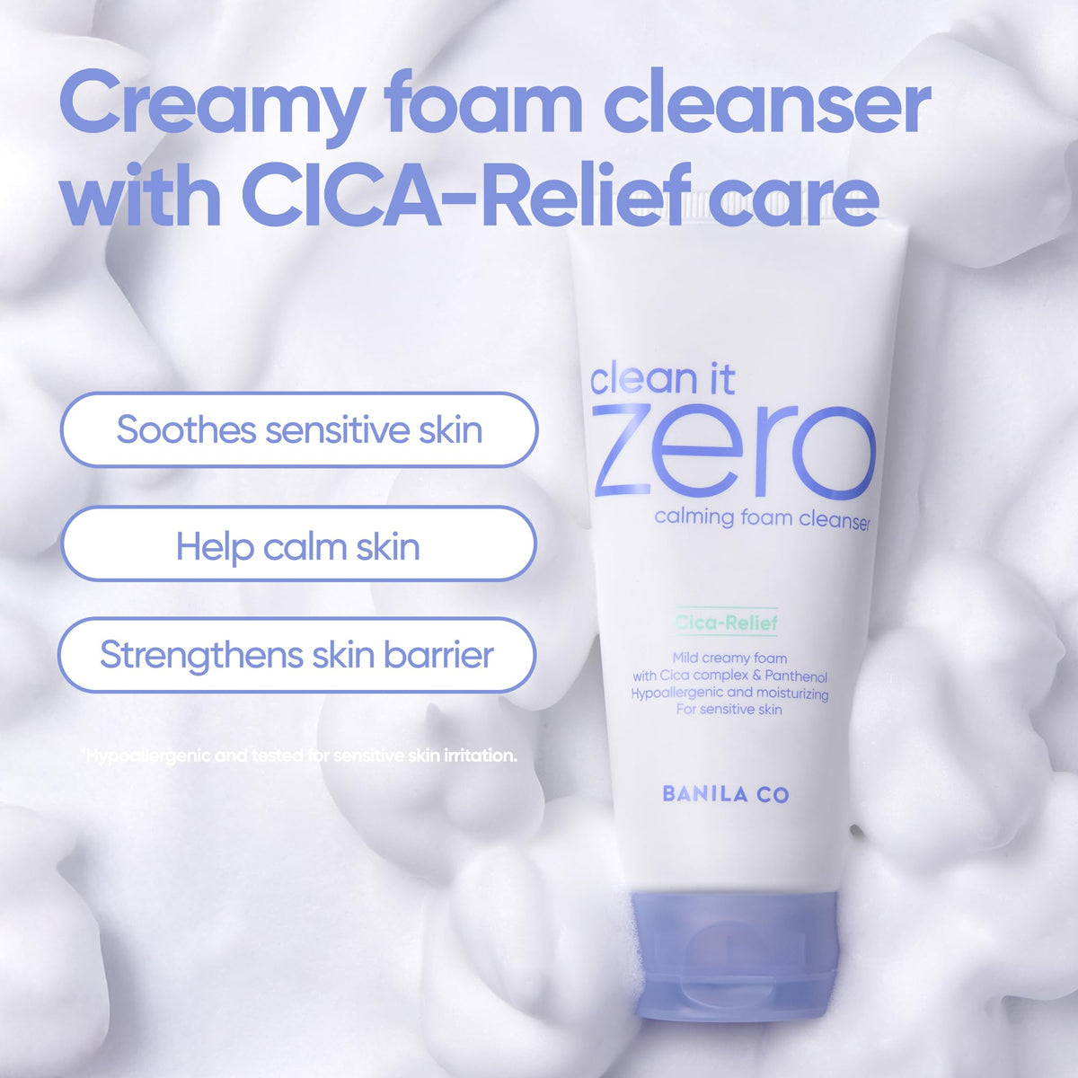 BANILA CO foam texture close-up illustrating soft micro-foam hydration