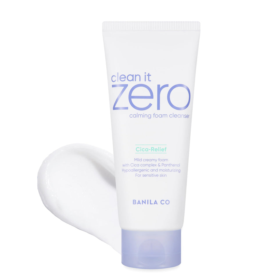 BANILA CO bottle front packaging showing product and calming benefit