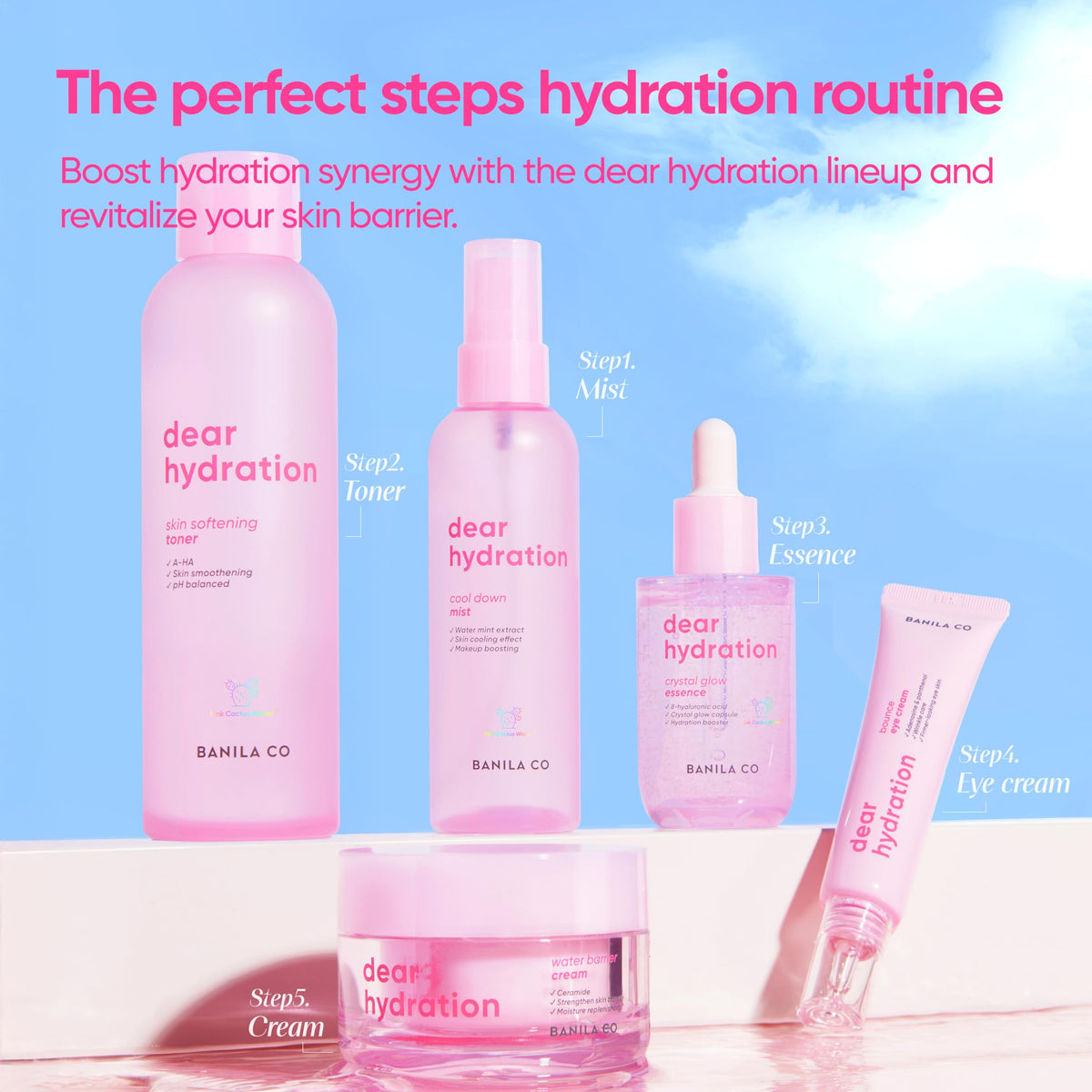 BANILA CO on bathroom vanity lifestyle scene illustrating daily routine convenience