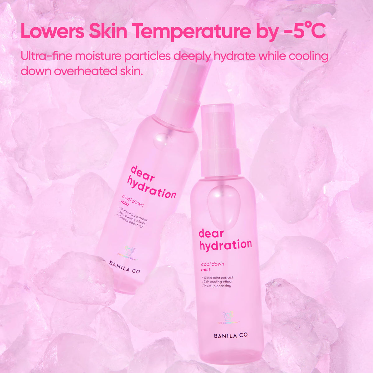 BANILA CO bottle beside a ruler showing 99ml size and travel-friendly scale benefit