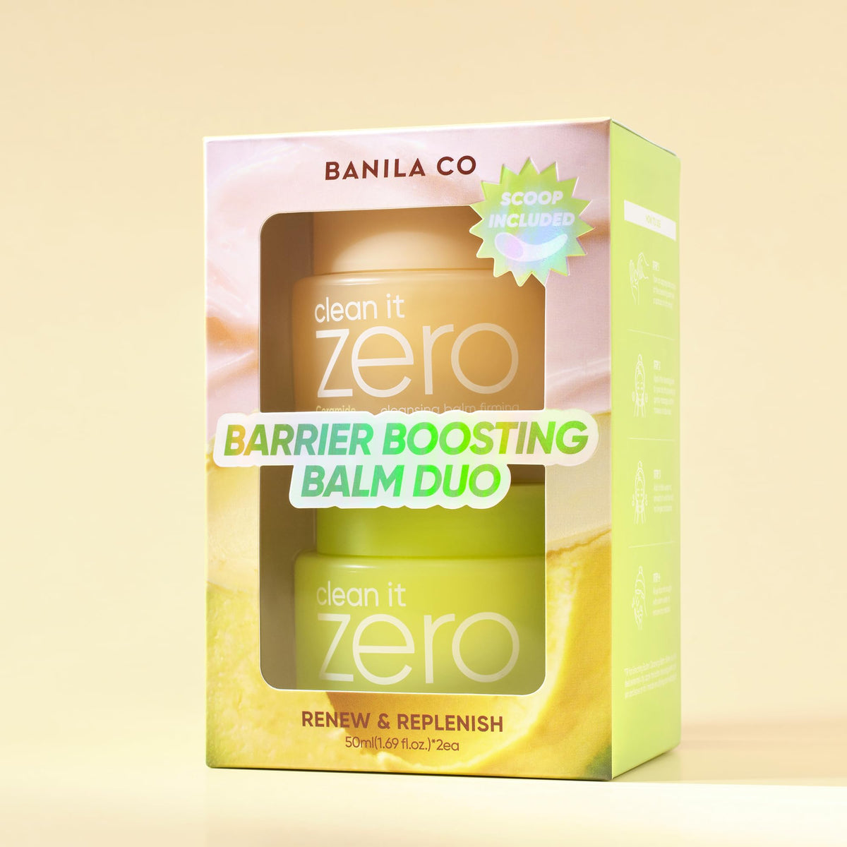 BANILA CO spatula scooping balm from jar demonstrating hygienic application and controlled amount