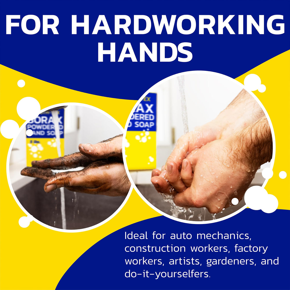 Banner Chemical label and ingredients close-up highlighting borax-based formula