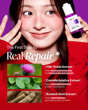 Bano applying serum to cheek demonstrating soothing and redness reduction