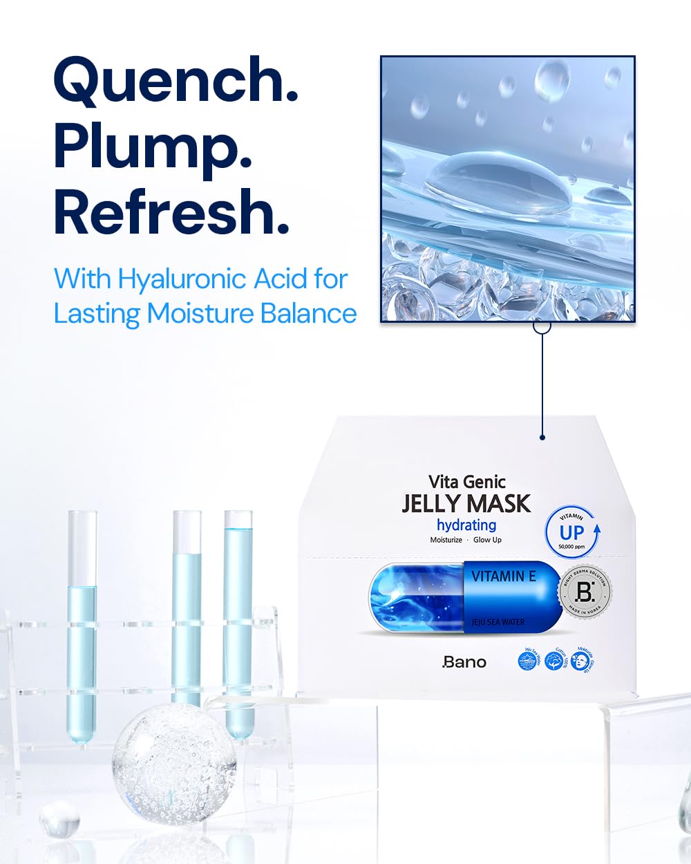 Bano mask pack beside individual sheets showing scale and quantity