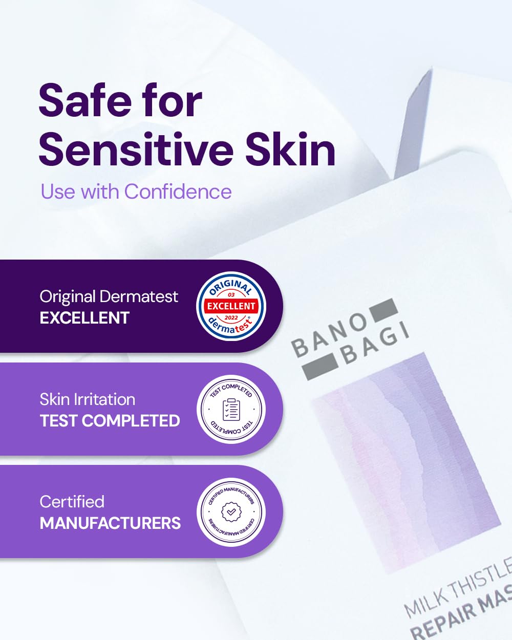 BANOBAGI open pouch with mask laid flat showing thin sheet detail