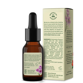 Banyan Botanicals dropper dispensing oil demonstrating control and easy application