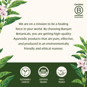 Banyan Botanicals supplement on bathroom counter in morning routine context