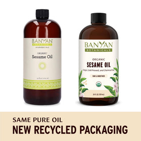 Banyan Botanicals bottle cap and label highlighting organic certification
