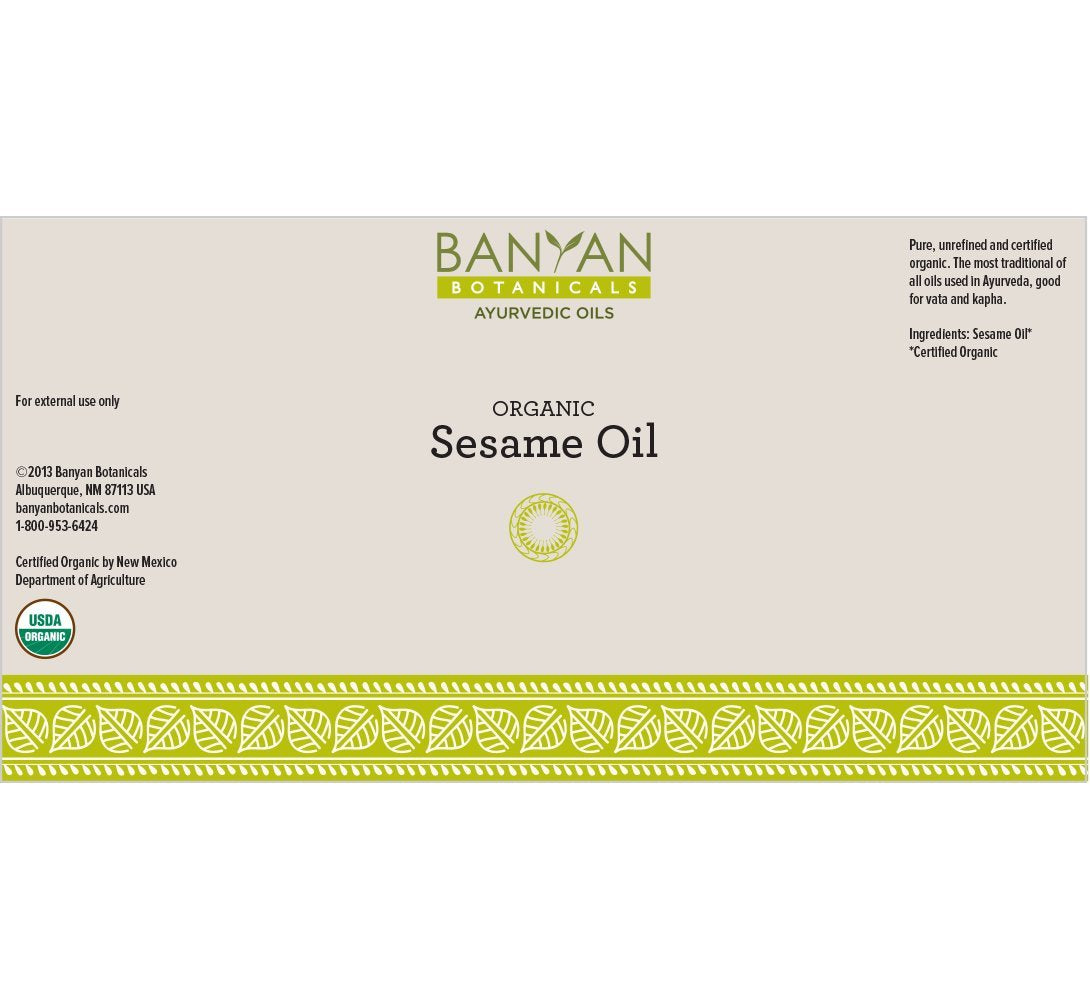 Banyan Botanicals oil golden stream close-up showing natural cold-pressed texture