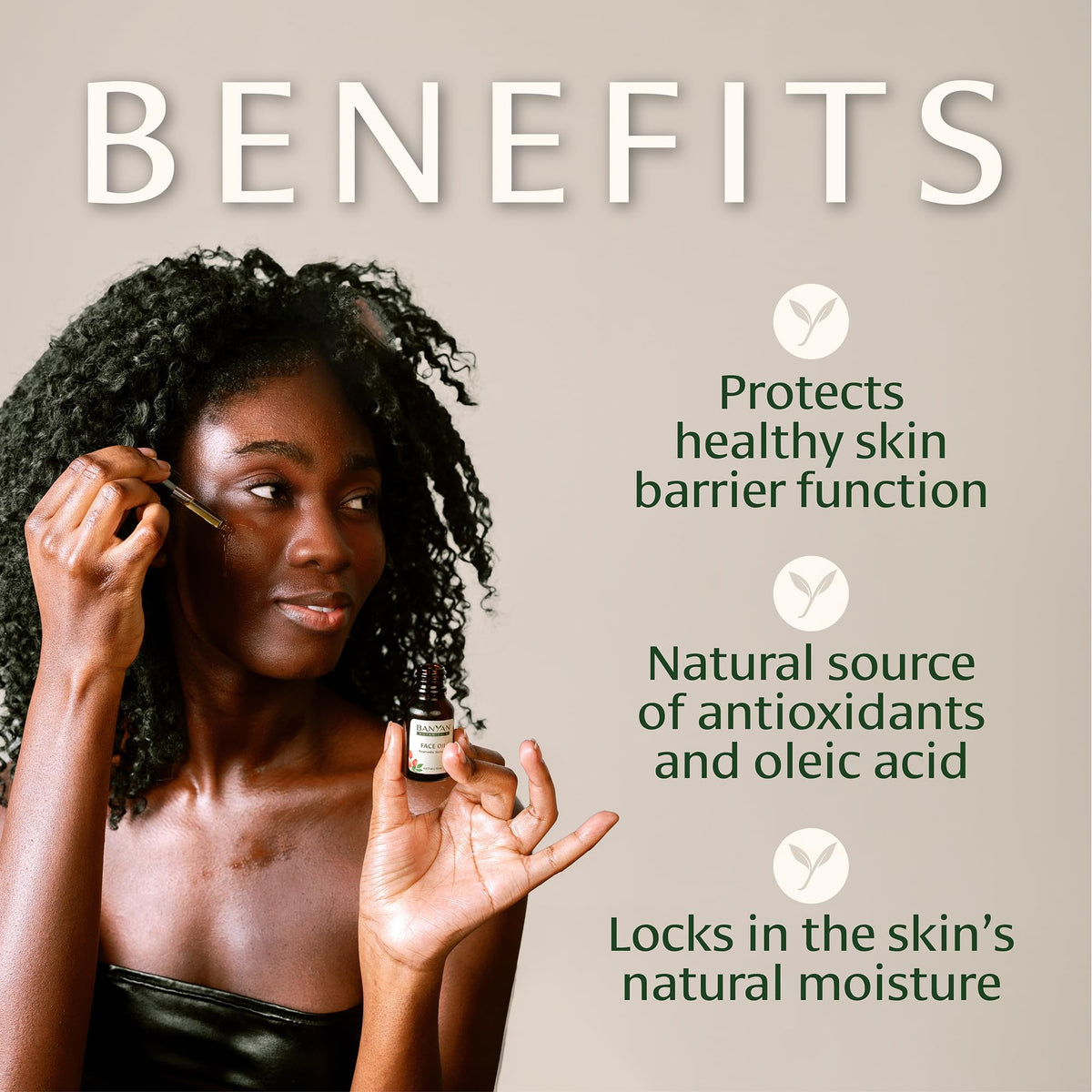 Banyan Botanicals oil texture on skin highlighting fast absorption and non-greasy finish