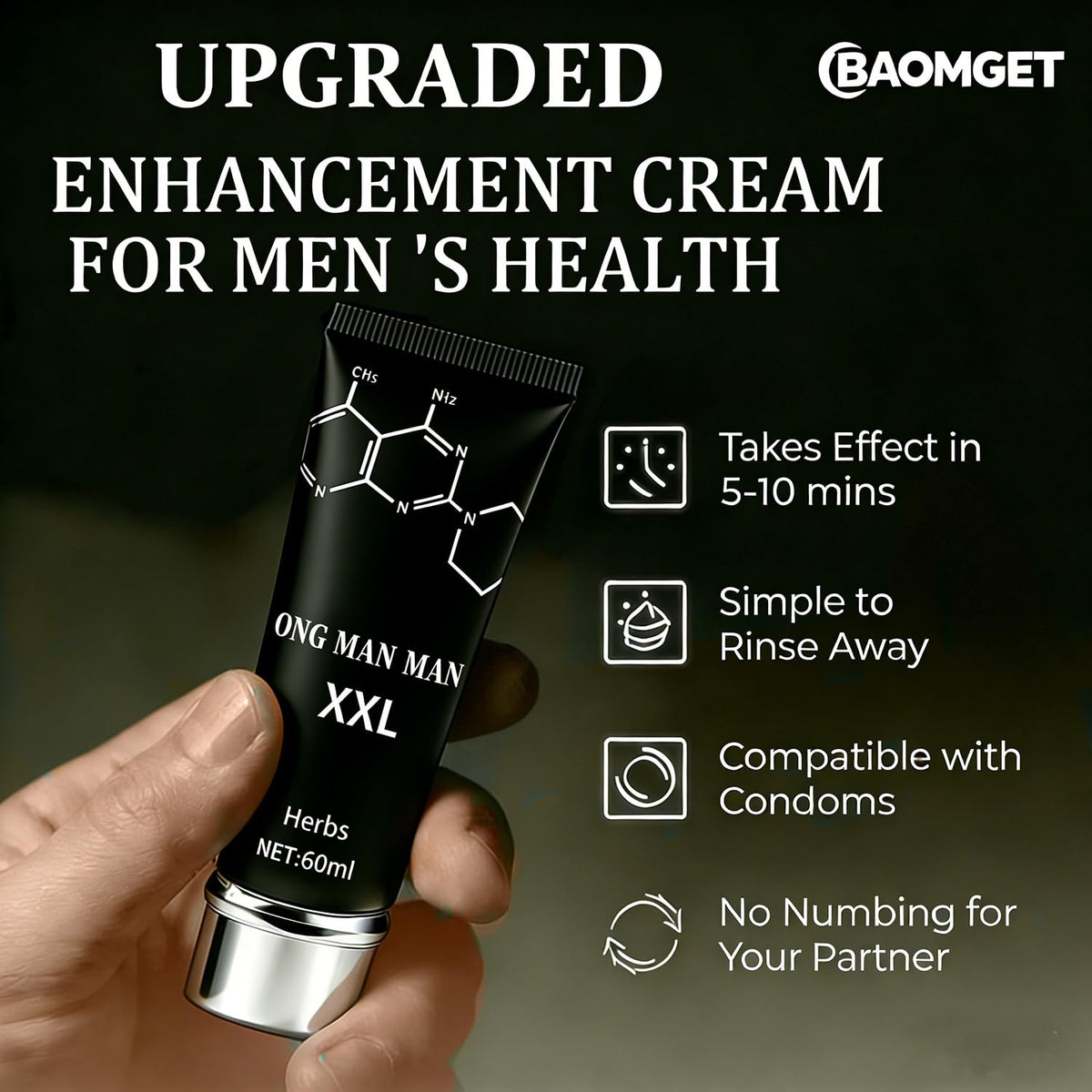 BAOMGET texture close-up displaying smooth non-greasy finish and quick absorb