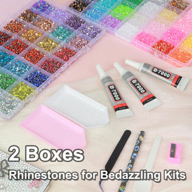 BAOYAALIN layout of included tweezers wax pencil spoon sorting trays and three B7000 glues