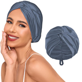 Baqzqudnl slate blue bonnet front view showing elegant fit and protective design