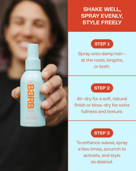 The Barb Shop creating relaxed beach waves on long hair