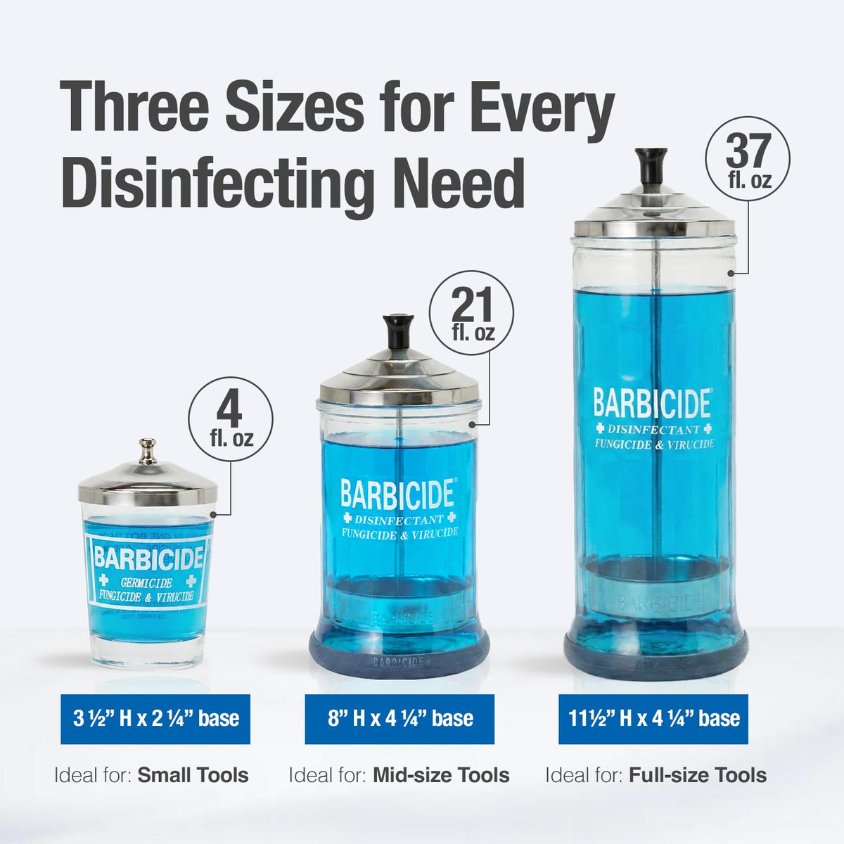 BARBICIDE top-down view of tools fully submerged showing full immersion coverage and sanitation benefit