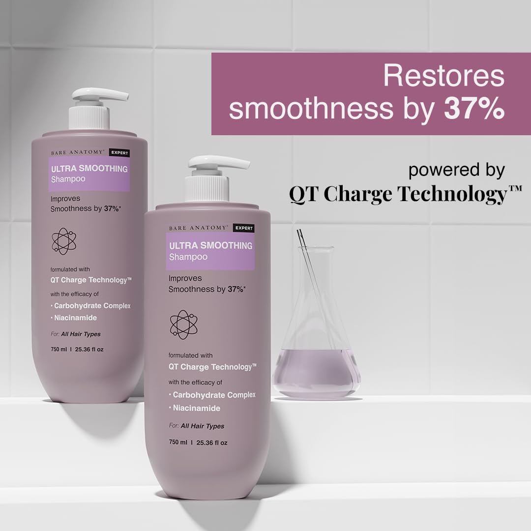 Bare Anatomy shampoo pouring to show lightweight texture and easy spread