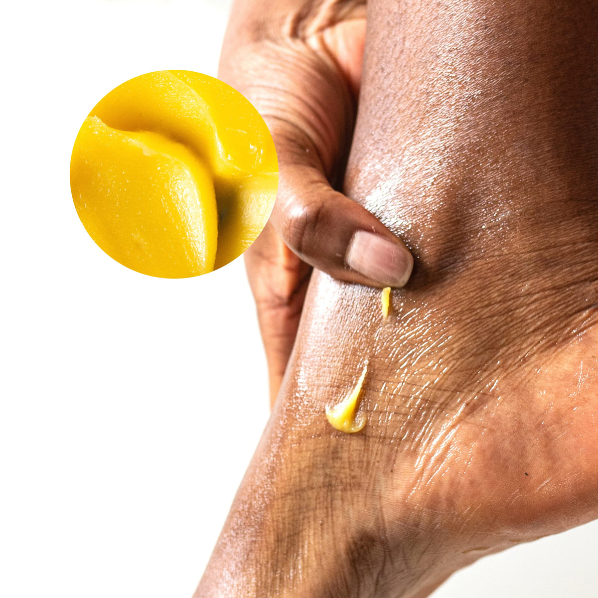 Bare August jar held in hands for scale indicating compact travel size
