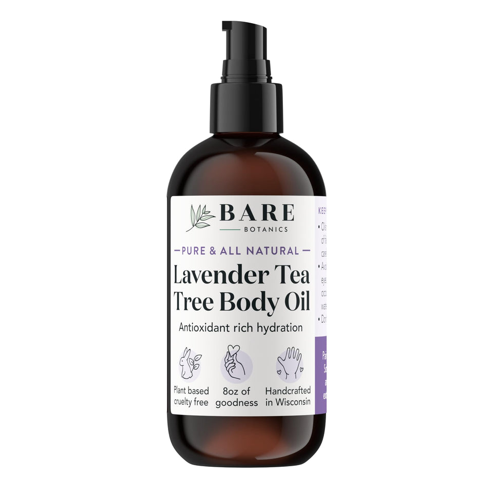 BARE BOTANICS front bottle showing brand and calming lavender scent benefits