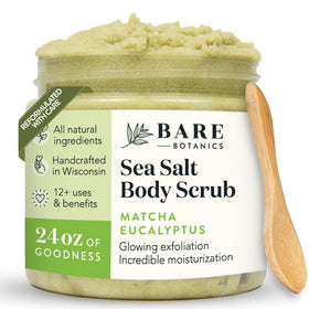 Bare Botanics front jar showing matcha eucalyptus label and benefits