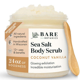 Bare Botanics front packaging showing coconut vanilla scent and 24 oz size, gift-ready