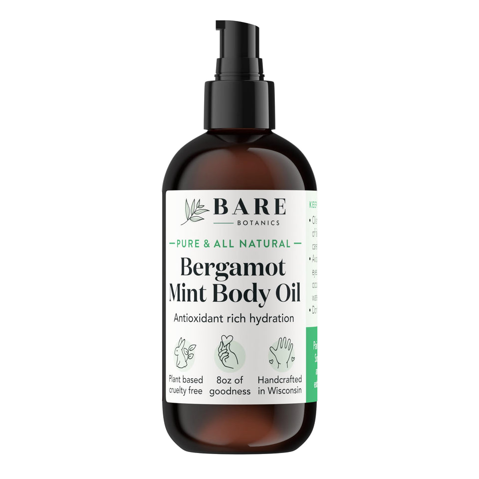 BARE BOTANICS front packaging showing 8 oz bottle and mint scent benefit