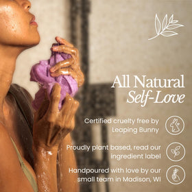 Bare Botanics jar styled on bathroom counter for at-home spa atmosphere