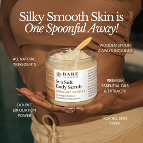 Bare Botanics scrub on arm showing texture and hydrating finish after use