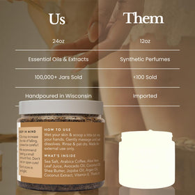 Bare Botanics jar next to hand to show true 24 oz size and value